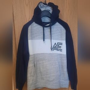 American Eagle Mens ColorBlock Gray and Blue Mens Hoodie Size L